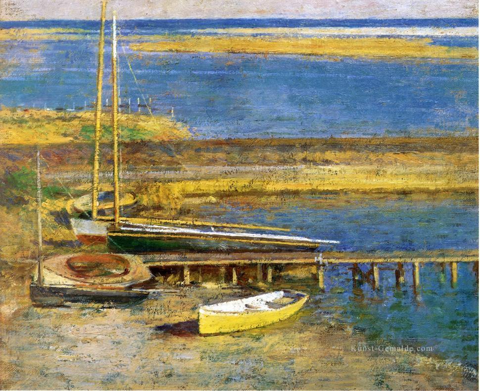 Boote bei einer Landung Impressionismus Boot Theodore Robinson Ölgemälde